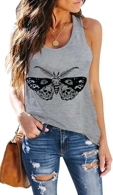 Sleeveless Skull Print Tank Top for Women