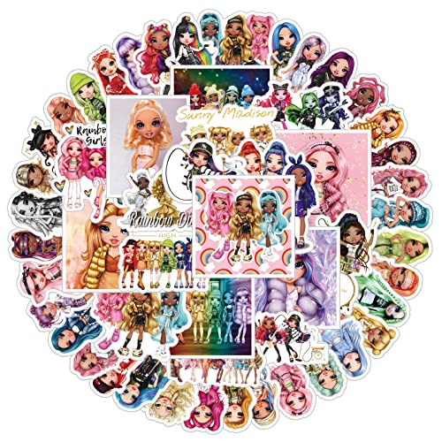 60 Rainbow High Cartoon Stickers for Decor and Crafts