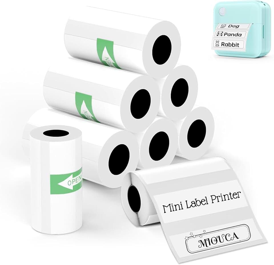 Mini Sticker Printer Label with 8 Rolls 50x15mm