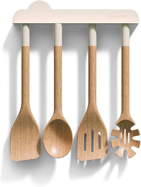 Magnetic Wooden Cooking Spatula Set, 4 Pieces