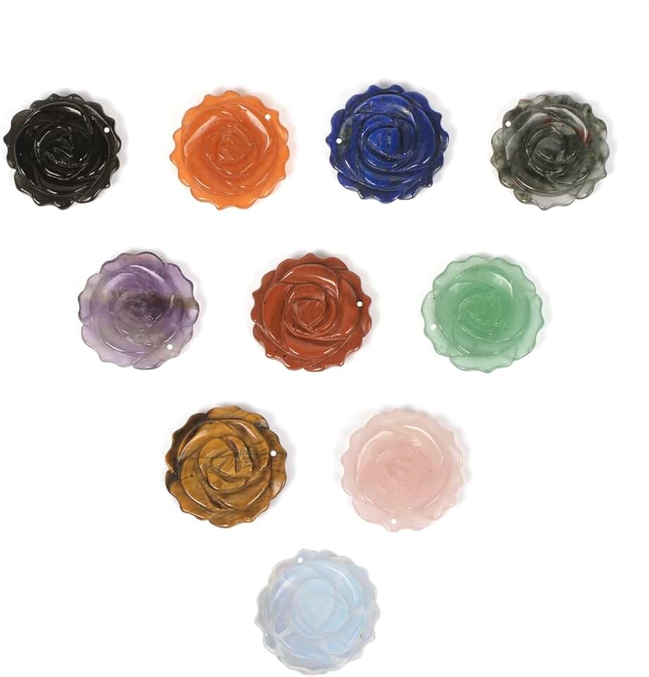 Carved Flower Beads for Jewelry Making, 1 inch, Pack of 10