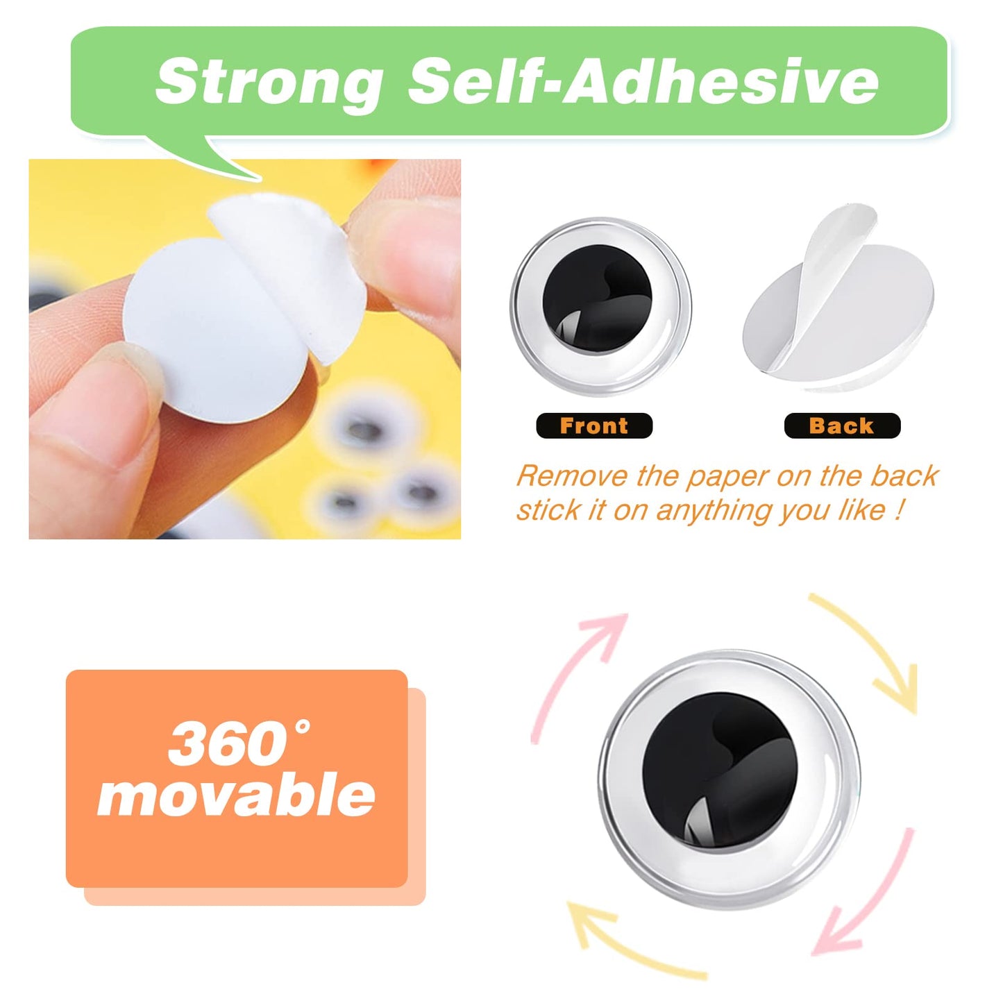 100pcs Self-Adhesive White Googly Wiggle Stickers
