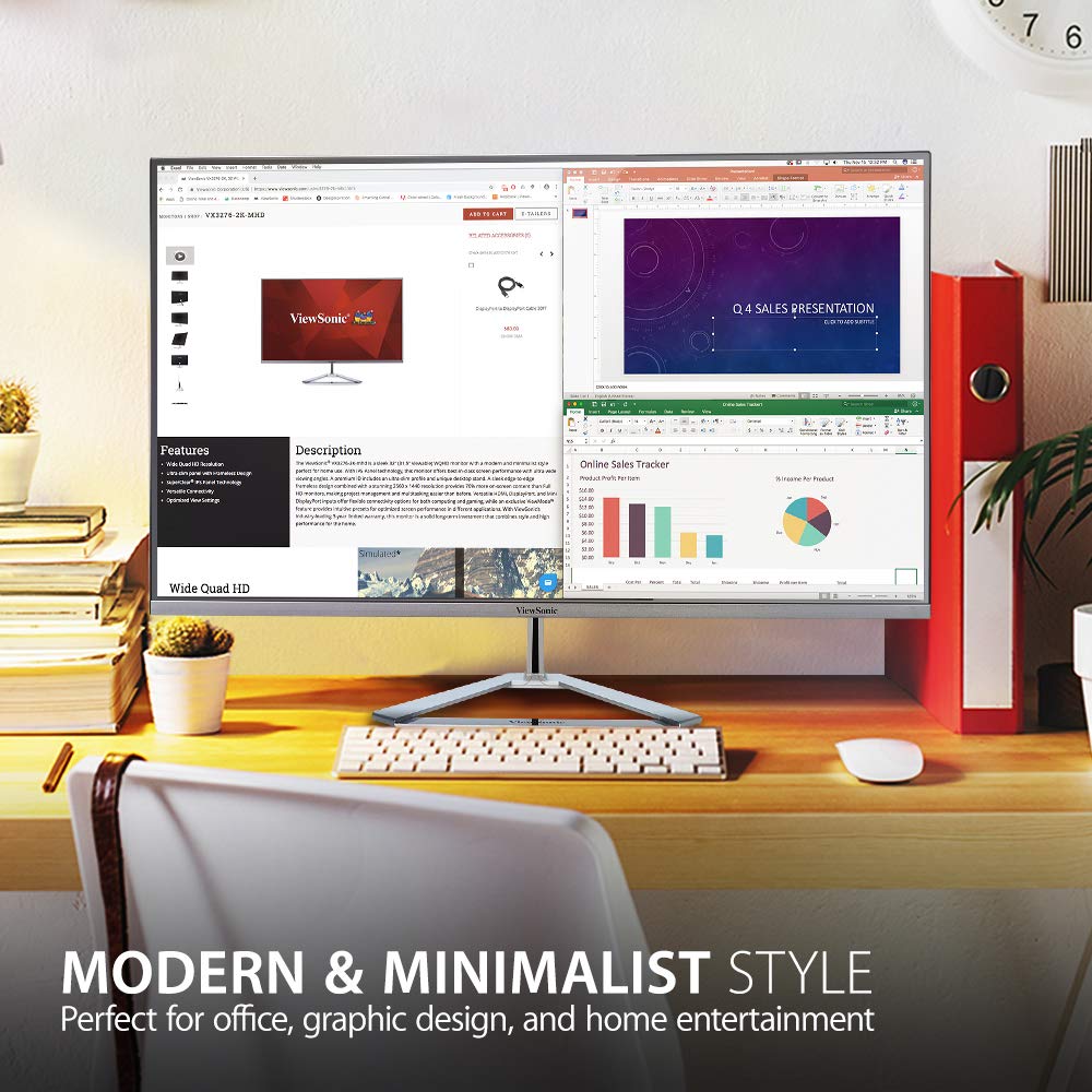 32 Inch 1080p Widescreen IPS Monitor with Ultra-Thin Bezels, Screen Split Capability HDMI and DisplayPort (VX3276-MHD)