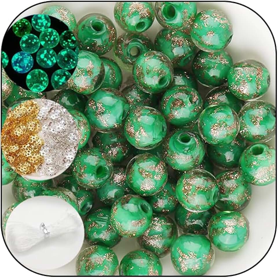 200 Glow-in-the-Dark Green Glass Beads for Jewelry Making