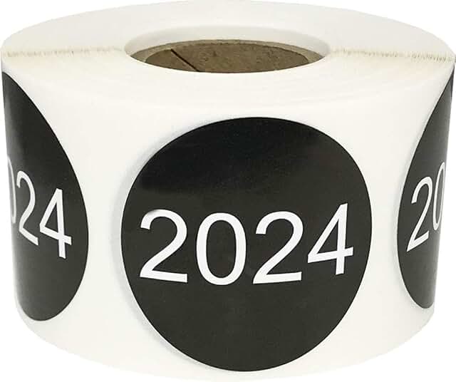 Black Year Stickers 2024, 1.5", 500 Round Labels