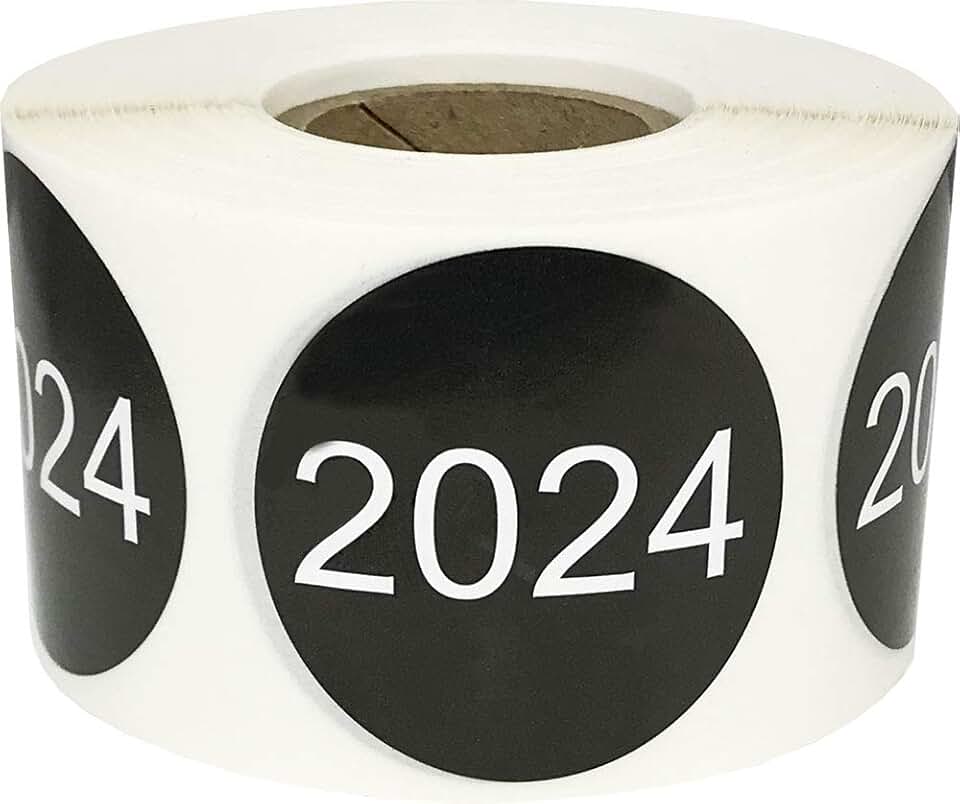 Black Year Stickers 2024, 1.5", 500 Round Labels
