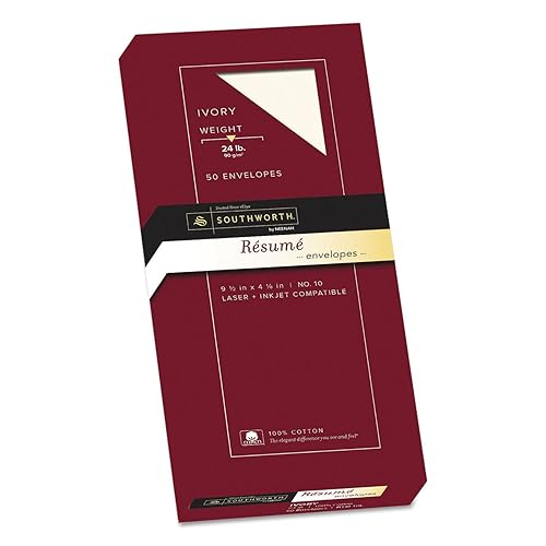 Ivory No. 10 Resume Envelopes, 24 lb., 50 Pack