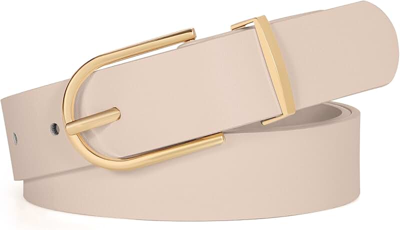Women’s Faux Leather Belt with Gold Buckle