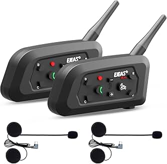 Motorcycle Bluetooth Headset for 2 Riders with Noise Reduction