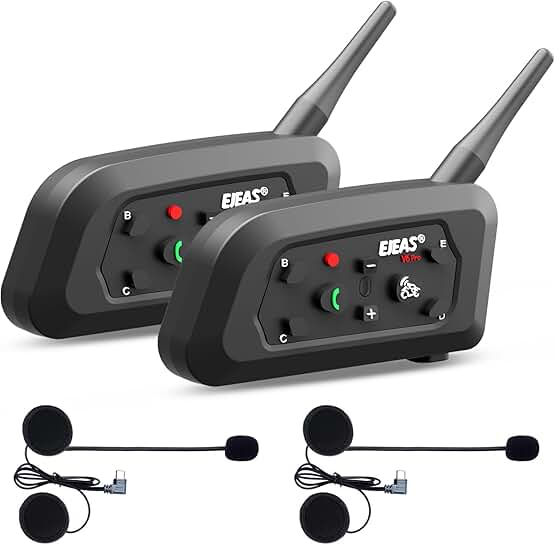 Motorcycle Bluetooth Headset for 2 Riders with Noise Reduction