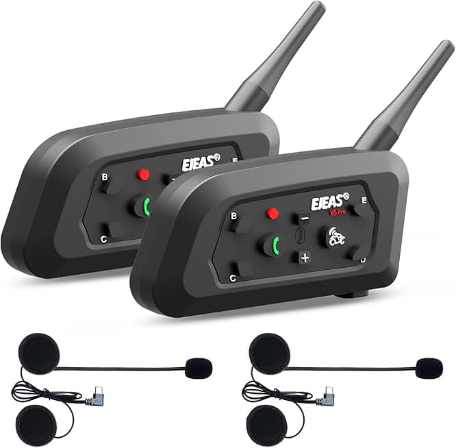 Motorcycle Bluetooth Headset for 2 Riders with Noise Reduction