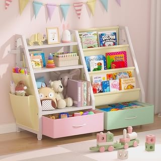 Kids Bookcase with Toy Storage and Bins