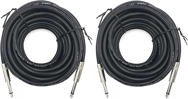 Two 100ft 1/4 Inch Male Audio Cables