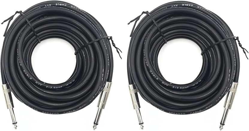 Two 100ft 1/4 Inch Male Audio Cables