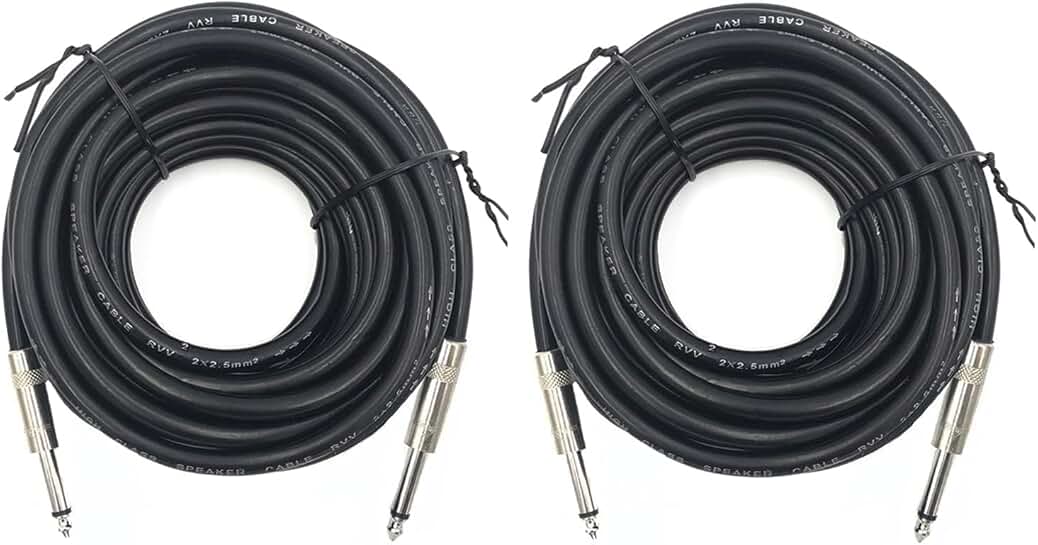 Two 100ft 1/4 Inch Male Audio Cables