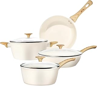 Cream White Nonstick Ceramic Cookware Set