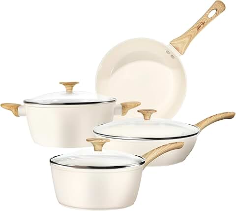 Cream White Nonstick Ceramic Cookware Set