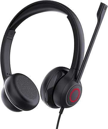 Office Wired Computer Headset with Noise Canceling Microphone