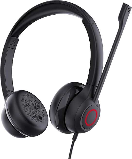 Office Wired Computer Headset with Noise Canceling Microphone
