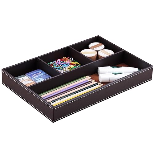Pu Leather Desk Organizer with Four Compartments
