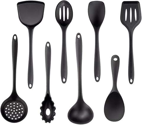 Black Non-Stick Cooking Utensil Set with Silicone Tools