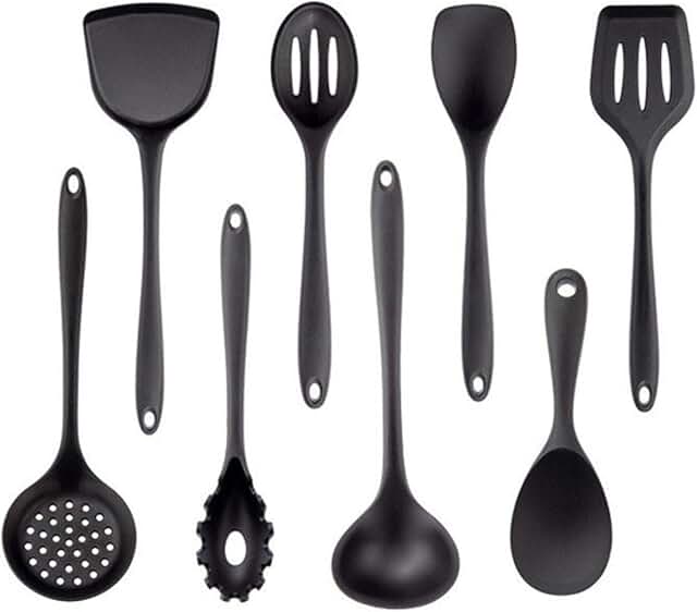 Black Non-Stick Cooking Utensil Set with Silicone Tools