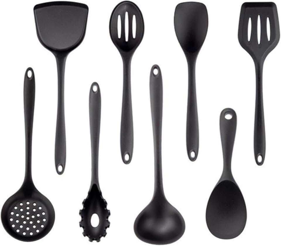 Black Non-Stick Cooking Utensil Set with Silicone Tools