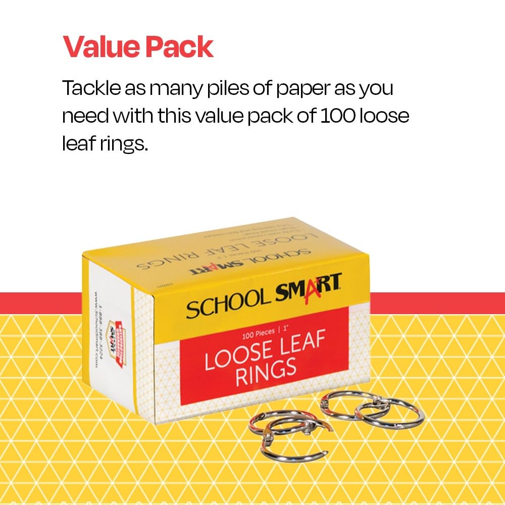 1-Inch Nickel Plated Steel Loose Leaf Rings, Pack of 100