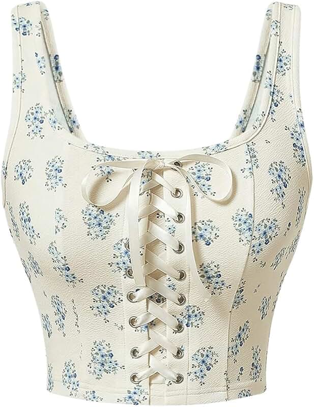 Women's Floral Lace Sleeveless Summer Crop Top