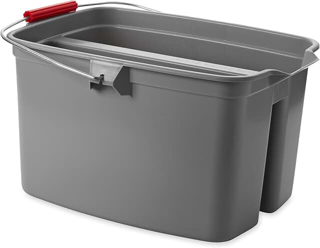 Double Pail Plastic Cleaning Bucket with Handle, 19 Quart