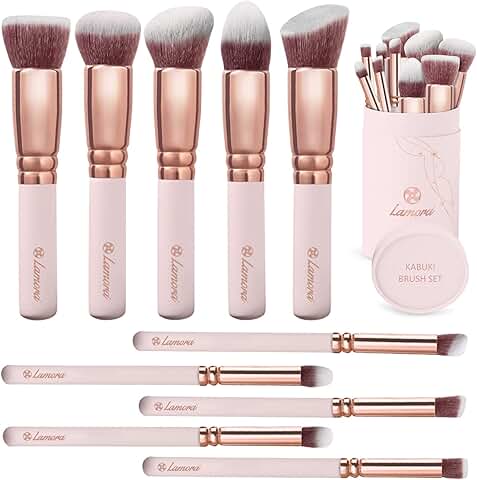 10-Piece Kabuki Makeup Brush Set for Face and Eyes