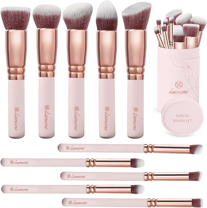 10-Piece Kabuki Makeup Brush Set for Face and Eyes