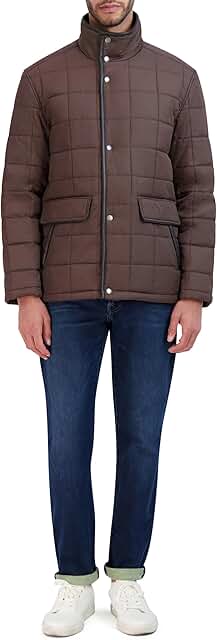 Men's quilted jacket with ribbed inner collar
