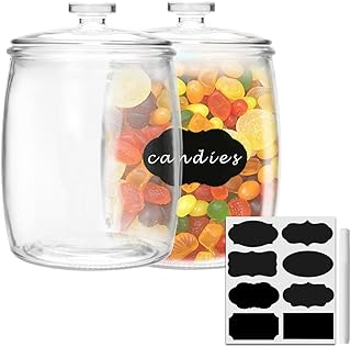2 Glass Jars with Lids for Food Storage, 1/2 Gallon