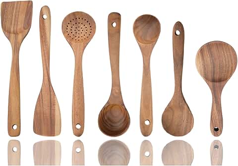 7-Piece Wooden Kitchen Utensil Set for Cooking