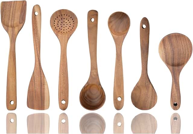 7-Piece Wooden Kitchen Utensil Set for Cooking
