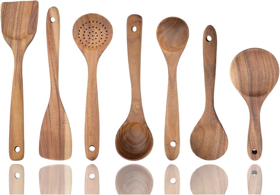 7-Piece Wooden Kitchen Utensil Set for Cooking