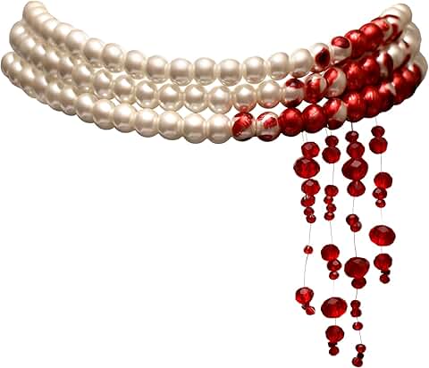 Blood Dripping Choker with Imitation Pearls for Halloween