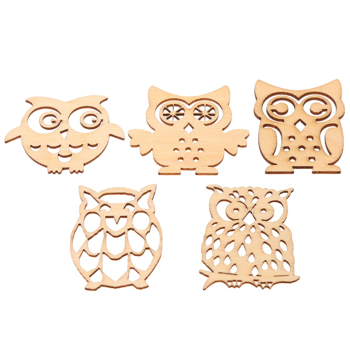 10 Assorted Owl-Shaped Wooden Slices 4.3x3.2cm