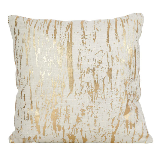 Distressed Metallic F Design Cotton Throw Pillow Cover 27 x 27 Inch  Gold Throw Pillow for Couch, Living Room and Bedroom Dcor