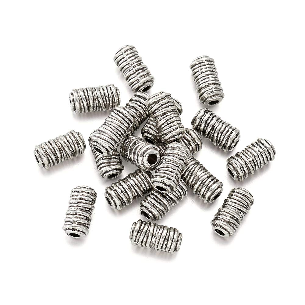 Antique Silver Column Spacer Beads for Jewelry Making