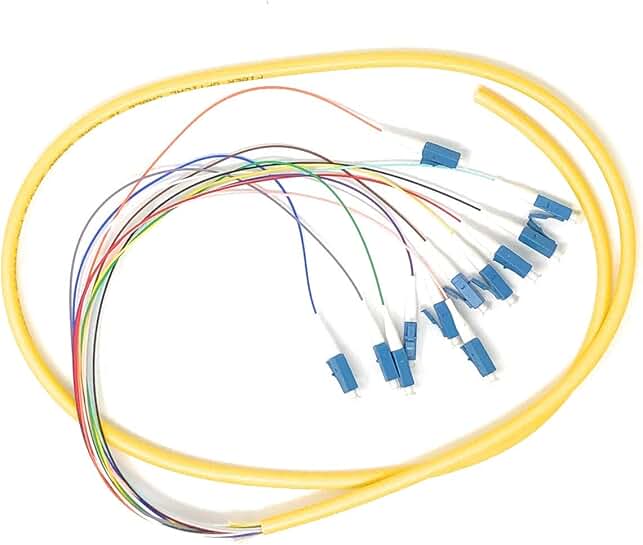 12 Strand Singlemode LC-UPC Fiber Pigtail, 1 Meter