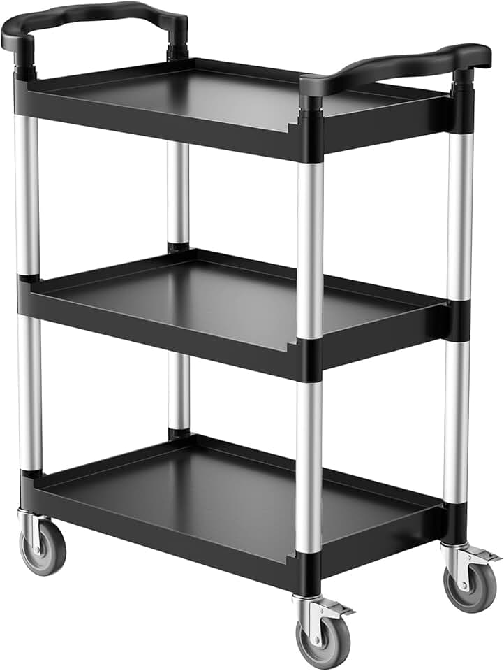 3-Tier Utility Cart with Swivel Wheels and 300 lbs Capacity