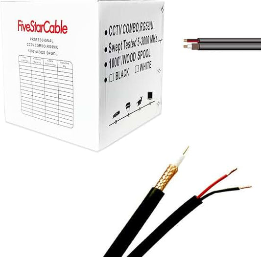 500 ft RG59 Siamese CCTV Coaxial and Power Cable