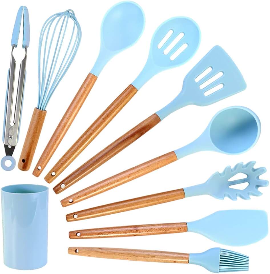 10-Piece Silicone Kitchen Utensil Set with Holder
