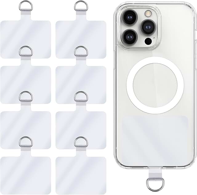 8-Pack Transparent Phone Tether Tabs for Drop Protection