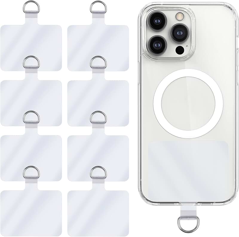 8-Pack Transparent Phone Tether Tabs for Drop Protection