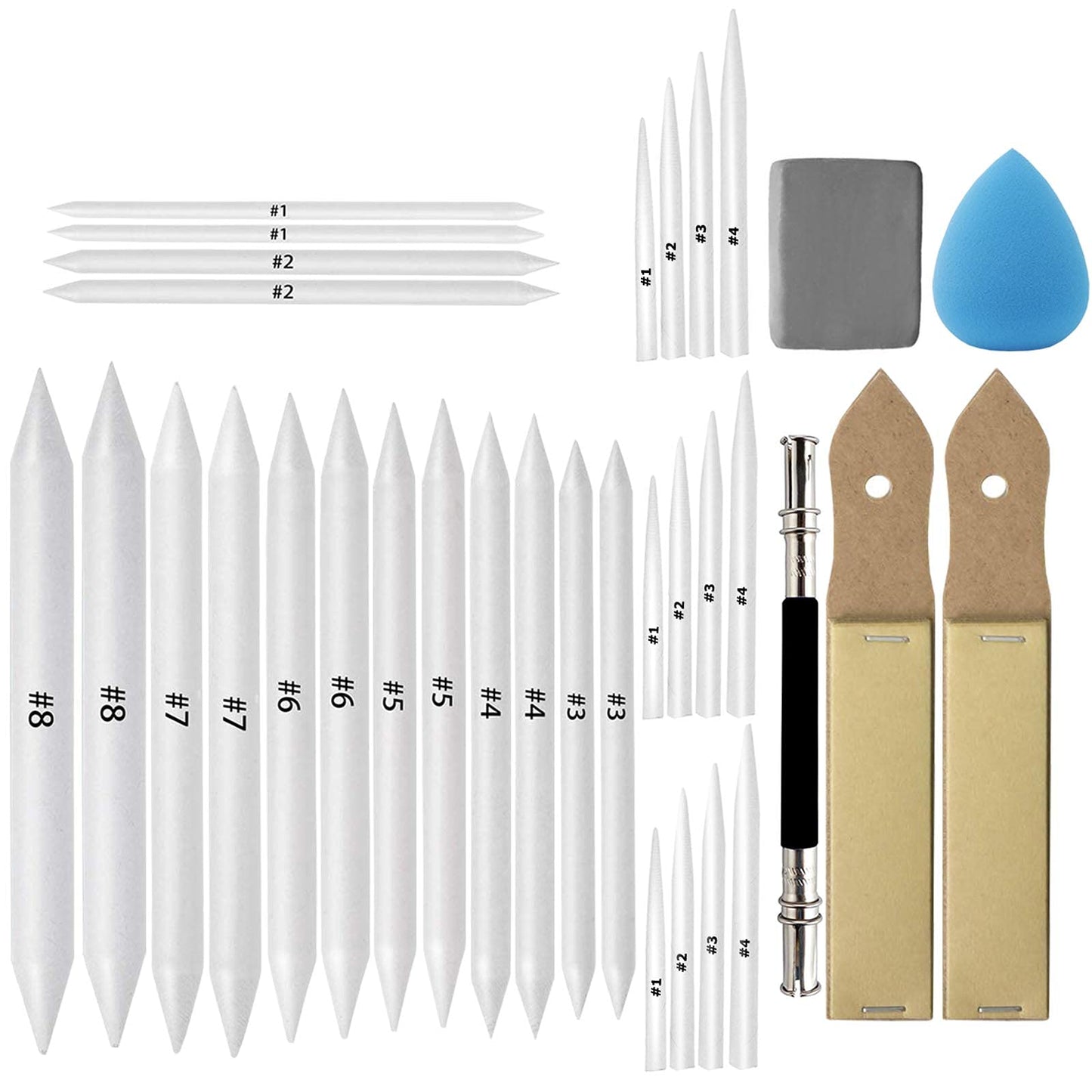 33 Pcs Art Blending Stumps Tortillions Set for Sketching