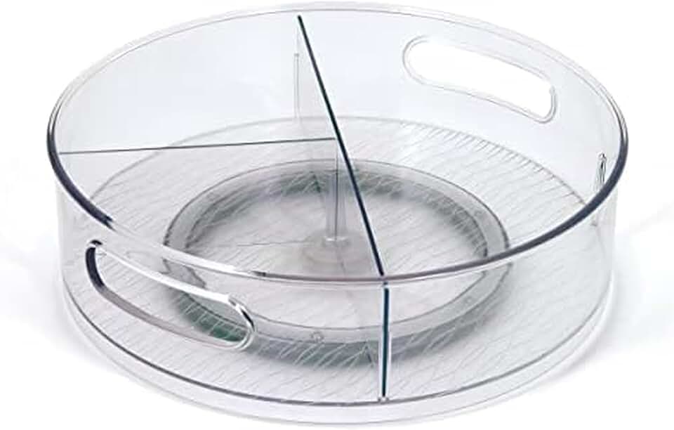 12-Inch Clear Storage Turntable with Removable Dividers