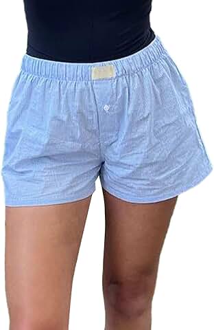 Plaid Baggy Boxer Shorts for Women